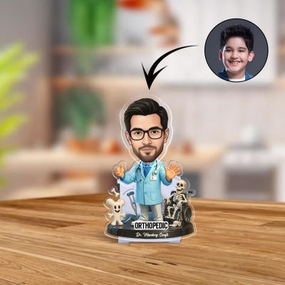 Personalized Orthopedic Doctor Bobblehead Caricature Standee | Gift for Doctors, Medical Students & Orthopedic Surgeons Creative Clinic & Hospital Desk Decor Battery Powered Moving Head